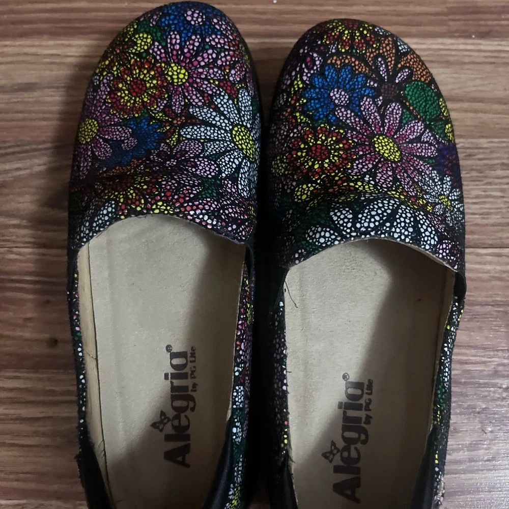 Alegria Black Multicolor Floral Slip-On Clogs with Mosaic Flowers - Picture 6 of 9